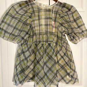 NWT- Aritzia Sheer Puff-Sleeved Blouse